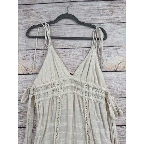 Free People Tie Side Beach Cover Up Dress Womens Medium Cream Ivory Lace - Picture 3 of 9